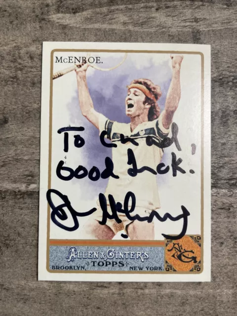 JOHN MCENROE SIGNED 2011 TOPPS ALLEN & GINTER #40 INSCRIBED "TO Chad Good Luck”