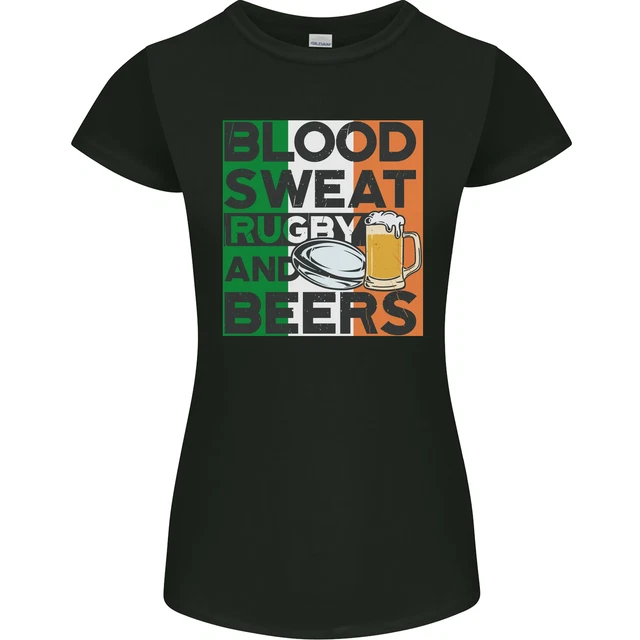 Blood Sweat Rugby and Beers Ireland Funny Womens Petite Cut T-Shirt