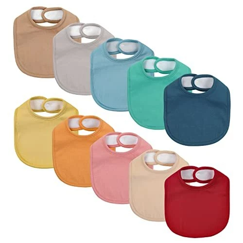 Baby Snap Bibs for Boys Girls10 Pack Baby Bandana Drool Bibs with SnapSoft Co...