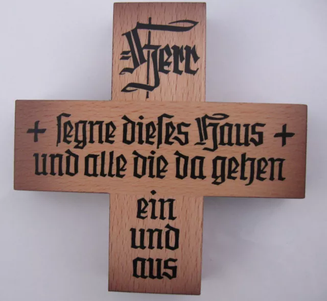 Haussegen Holz Holzkreuz 13 cm Nr. HS/2 m einfarbig Segenskreuz Spruchkreuz