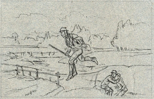 ANCIEN DESSIN AU crayon, scene , 14 juin1916, dimensions 24x14 cms EUR 15,00 - FR