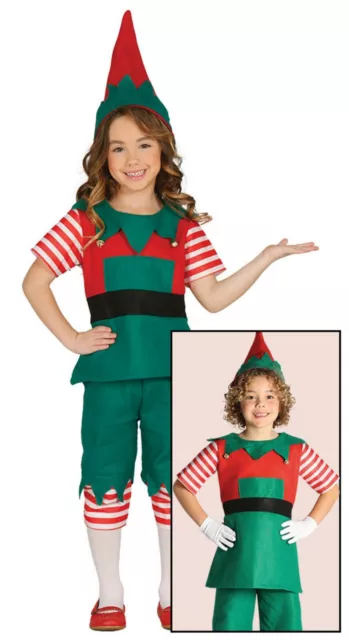 Costume bambini aiutante di Babbo Natale Elfo Folletto Tg da 3 a 9 anni