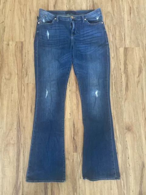 Rock & Republic Size 12M Jeans Womens Kasandra Bootcut Distressed Mid Rise Blue