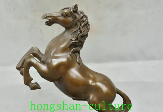 12" Old China Cuivre Feng Shui Stand Succès Cheval Steed Chance Statue 2