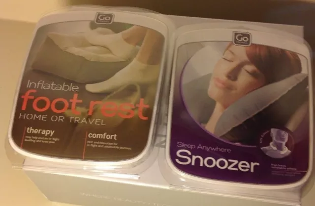 GO Travel Snoozer Neck Pillow Comfort Sleep Pillow + Foot Rest - Inflatable Grey