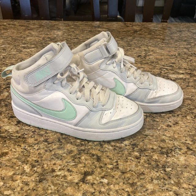 NIKE Girl’s All Day Play High-Top Sneakers Shoes 6Y White Mint Gray CD7782-011