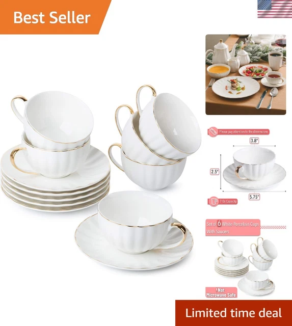 TAZAS Y PLATILLOS de té blancos formales con adornos dorados
