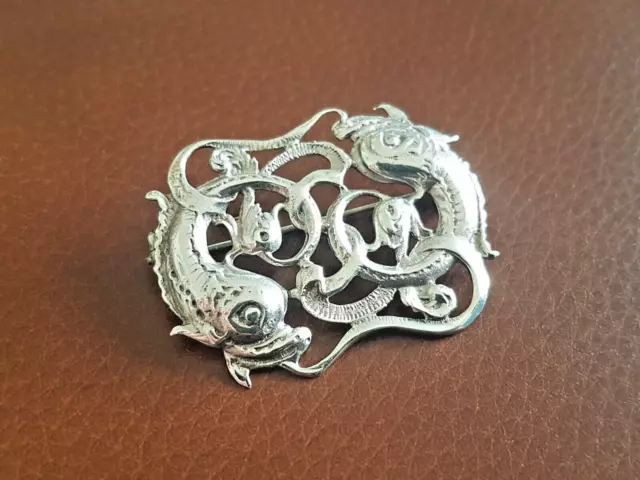 Vintage Sterling Silver Scottish Celtic Arts / John Hart Dolphin Brooch