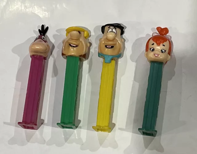 Flintstones Pez Dispensers  Lot of 4 Fred Barney Pebbles Dino