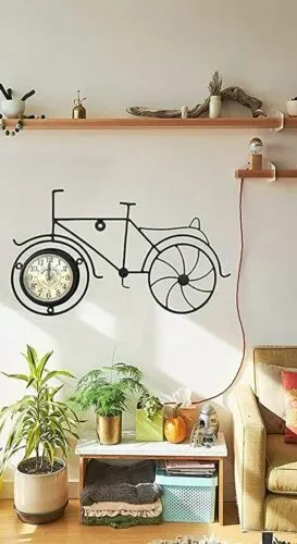 Fer Mural Monté Cycle Style Créateur Artisanat Horloge, Unique Style Antique