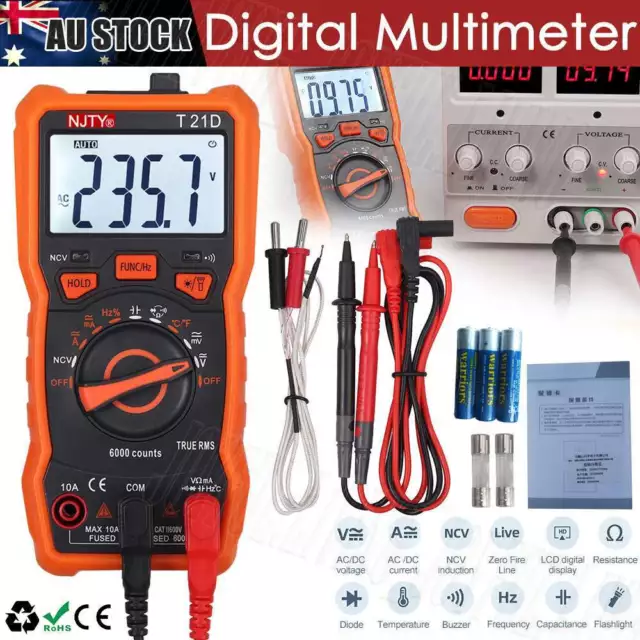 Digital Multimeter 6000 Counts Multi Tester Auto Range AC DC Voltage Current New