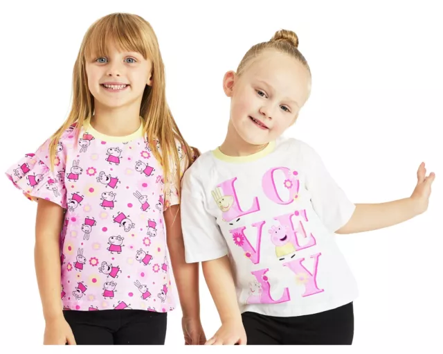 Girls Peppa Pig T Shirts Top Tees 2 PACK 12-18 Months-6 Years