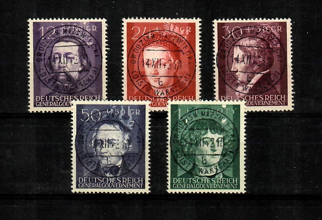 Generalgouvernement GG: MiNr. 96-100, schöner Rundstempel