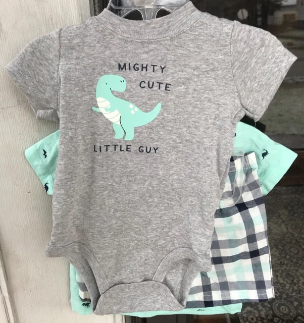 Baby Boys Carters 9 mo 3 pc Mighty Cute Little Guy Dinosaur Shorts Set $26 New H