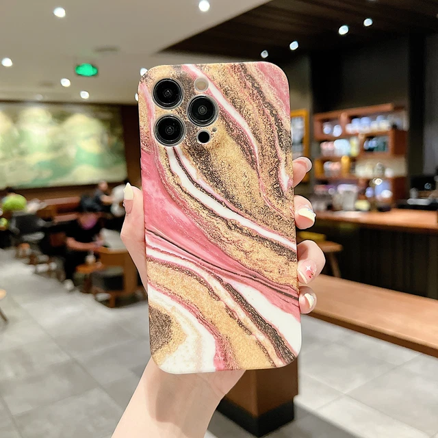 Personalised Beige Marble Phone Case Name Slim For iPhone 14 12 13 15 Pro Max 11