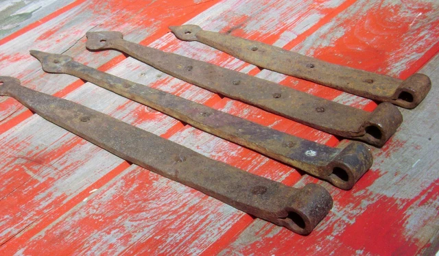 Antique Wrought Iron Strap Hinges Barn Door 3