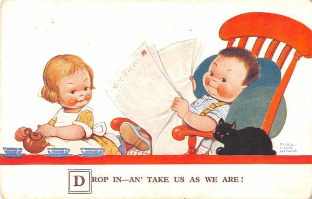 Cpa Illustrateur Signe Mabel Lucie Attwell Drop In