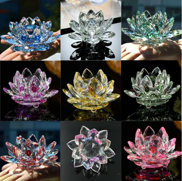 Crystal Lotus Flower Ornament Large Crystocraft Home Decor_ All Colours Free P&P
