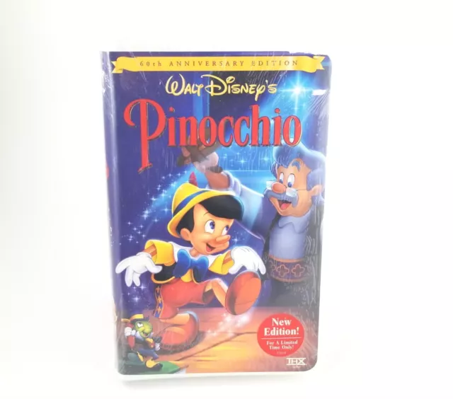 Pinocchio VHS 1999,Clam Shell Walt Disney’s Classic 60th Anniversary, Sealed