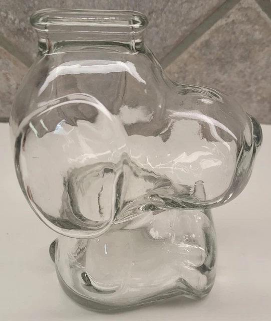Vintage Glass Snoopy Piggy Bank Figurine Peanuts Collectible Penny Bank Jar