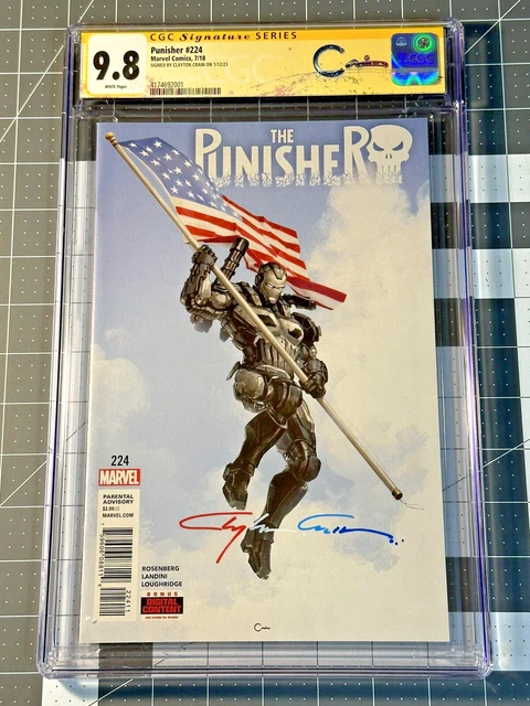 Punisher 224 CGC 9.8 SIGNED Clayton Crain War Machine USA Patriotic Custom Label