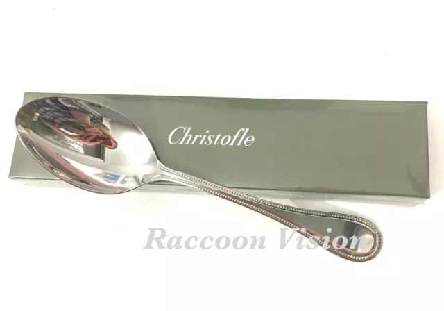 Christofle Mimosa Solid Serving Place Spoon 10" Stainless Steel France New Nib