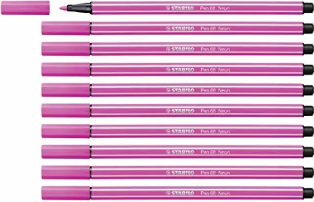 Pennarello Premium - STABILO Pen 68 - Confezione da 10 - Rosa Fluorescente - NUO