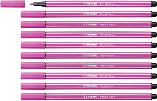 Pennarello Premium - STABILO Pen 68 - Confezione da 10 - Rosa Fluorescente - NUO