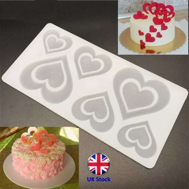 Hearts Silicone Cake Topper Mould - Ideal for Chocolate, Fondant, etc.