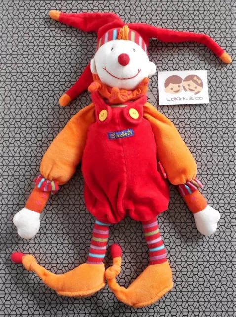 DOUDOU PELUCHE MOULIN ROTY DRAGOBERT LUTIN CLOWN ROUGE ORANGE 36 cm D1067