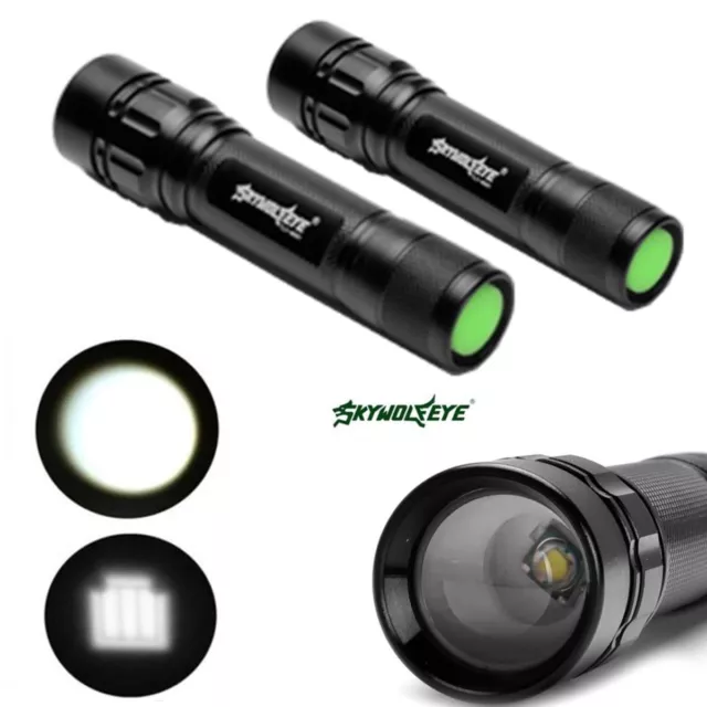 1-5pcs SkyWolfEye Zoomable 50000LM LED 18650 Flashlight Hiking Lamp Torch