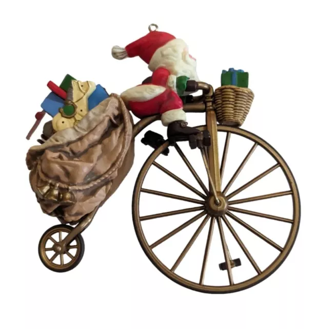 Hallmark Cycling Santa L Christmas Ornament 1982 Vintage Bicycle Gifts 2