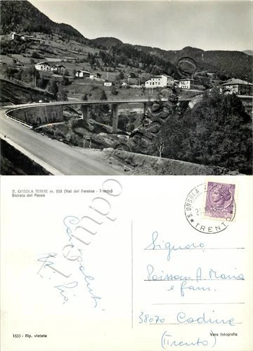 Cartolina di Sant'Orsola Terme, panorama - Trento, 1957