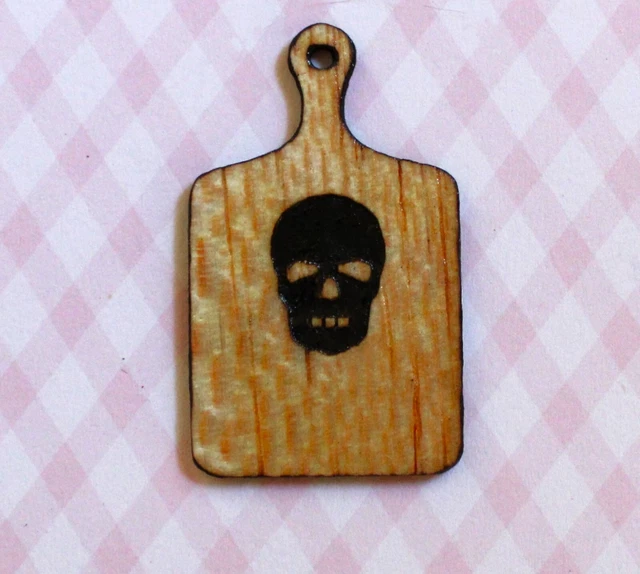 Original OOAK Miniature Dollhouse Halloween Skull Cutting Board N Woolmer