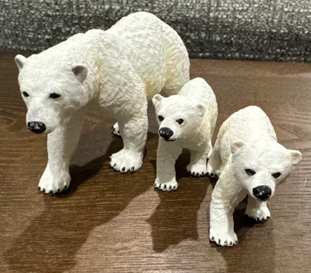 Schleich Polar Bears Family Mom Twin Babies Cubs Arctic rare retired Wild