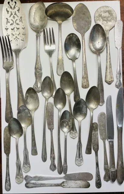 Silverplate Flatware Lot 27 assorted Pieces