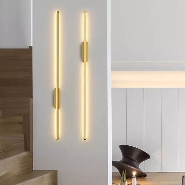 2pcs LED Living Room Lights Modern Gold Strips Sconce Wall Lamp Bedroom Lighting