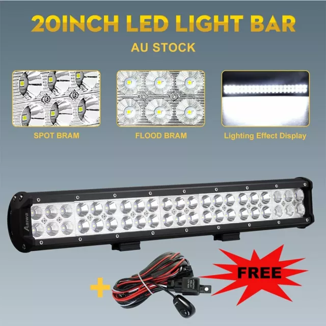 20INCH LED Light Bar Dual Row Combo Beam Work Driving Offroad 4WD w/ Wire