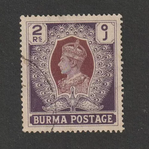 BURMA G6  1938   2 Rupees  Brown and Purple  F/Used  sg 31 -  A3192