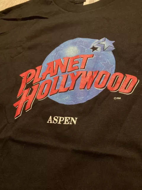 Worn Vintage Planet Hollywood Aspen Black T-Shirt  '90s Adult Size XL