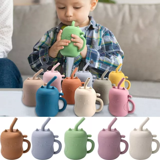 Silicone Feeding Straw Cup Anti-Hot Sippy Cup Learning Water Container  Infants