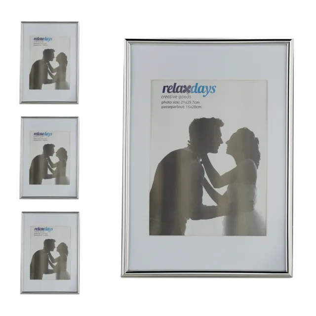 4x cornici foto portafoto formato A4 per fotografie parete color argento