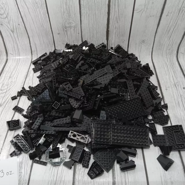 (2 lb 14 Oz.) Black Lego Parts bulk lot:  Bricks, Studs, Studded Bricks,