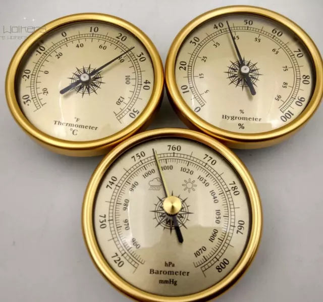 set of 3By 70mm Diameter Barometer hygrometer thermometer