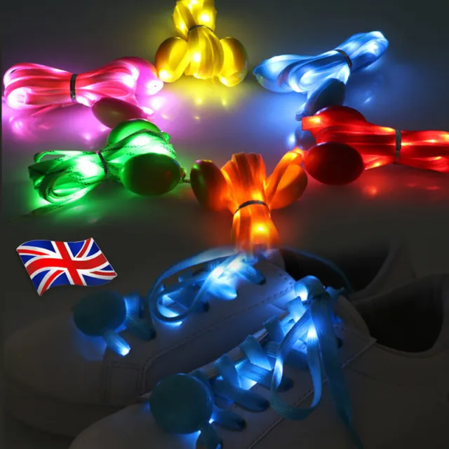 LED Light Up Shoe Laces Luminous Flashing Shoestrings Color Glow Nylon Shoelace