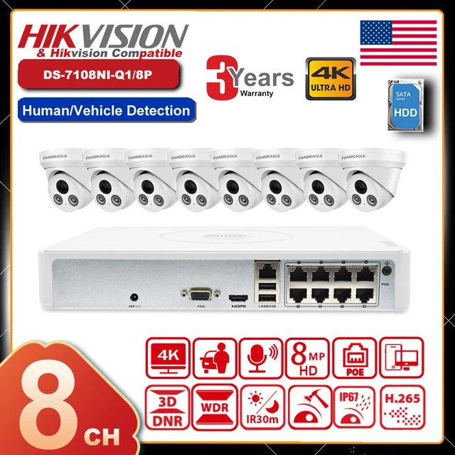 HIKVISION 8CH 4K NVR with 5MP IP Camera CCTV System Security Home MIC 2