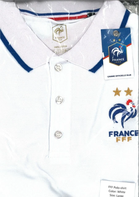 POLO FEDERATION FRANCAISE Football Blanc Taille Large Officiel