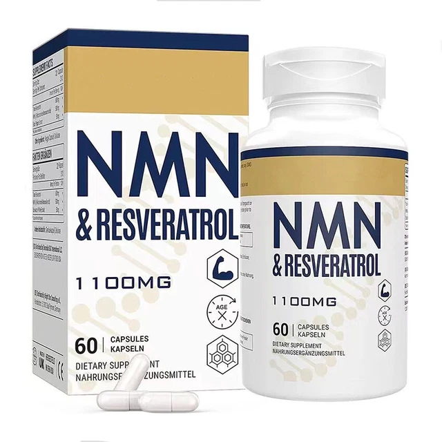 NMN + RESVERATROL 60 Capsules Antiaging Antioxidant Supplement Health