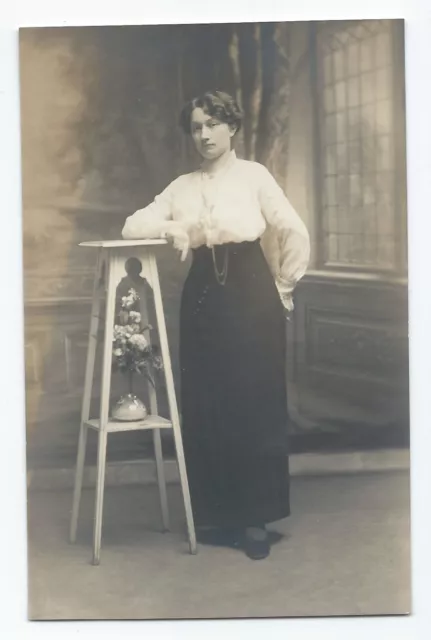 BP128 Carte Photo vintage card RPPC femme woman mode fashion