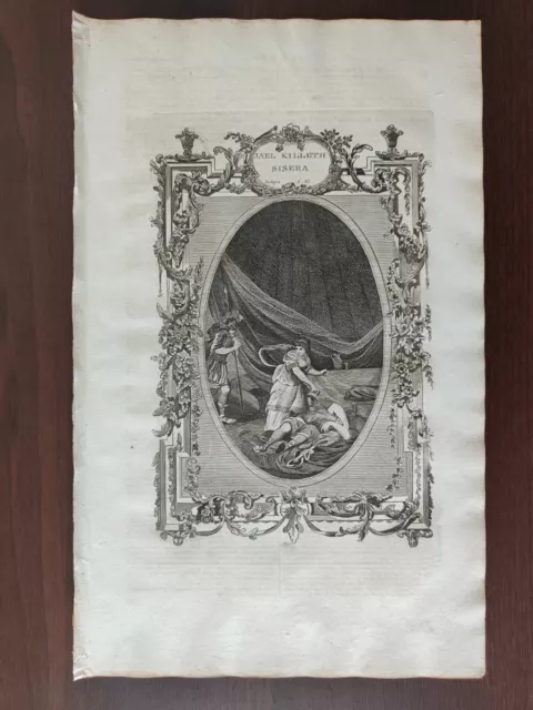  Antique Original  B/W Engraving-Biblical Theme-Jael Killeth Sisera-1807